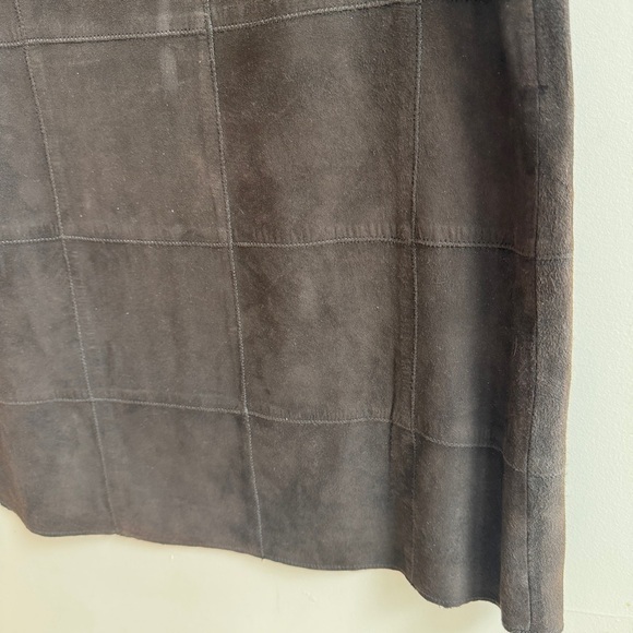 Armani Exchange Brown Square Solid Patchwork Suede A Line Womens Size 8 Skirt - Picture 5 of 13
